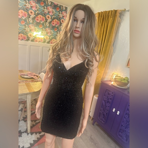 GIANNI BINI Black Sexy Sequin Mini Dress Sz 1 - NWT - Picture 12 of 16